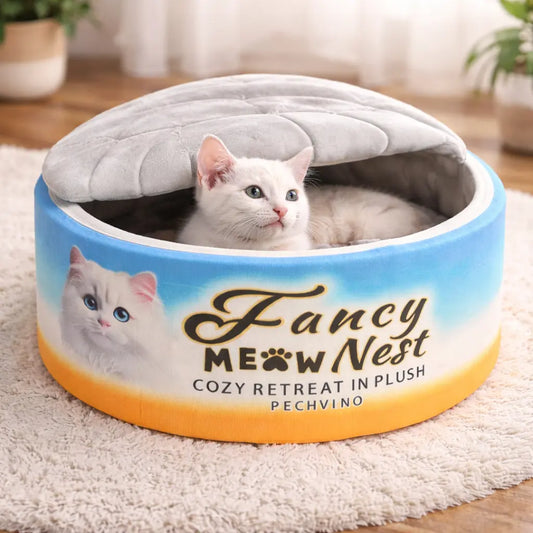 Cozy Enclosed Cat Bed – 19.7" Plush Hideaway for Indoor Cats & Kittens