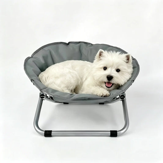 Elevated Pet Moon Chair for Dogs & Cats - Portable Folding Lounge Sofa Bed with Sturdy Steel Frame, Lightweight Design, and Compact Storage for Indoor-Outdoor Use