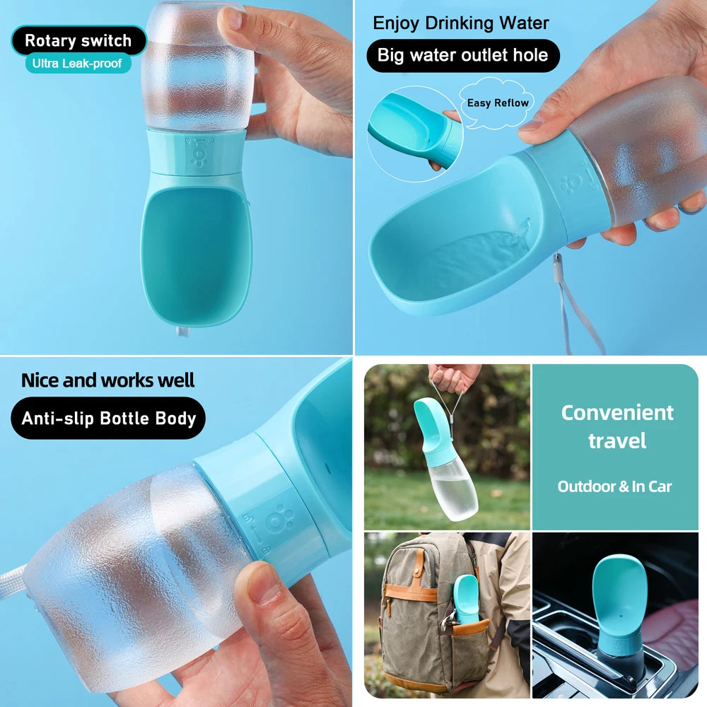 Portable pet water bottle with built-in bowl product image 4