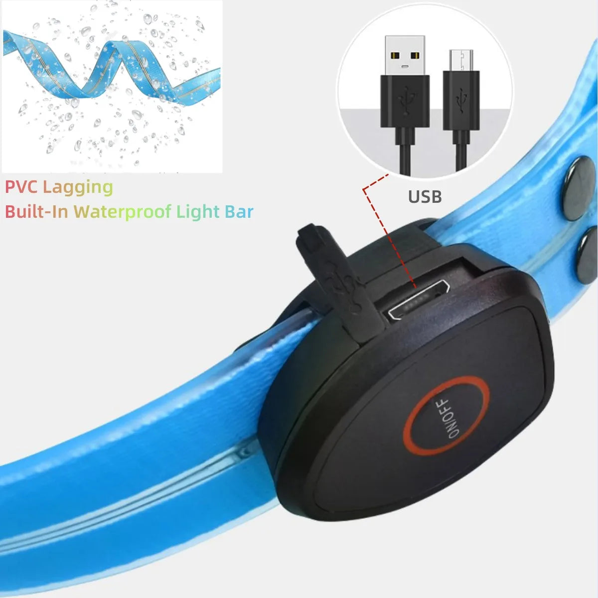 Rechargeable PVC LED dog collar product image 4