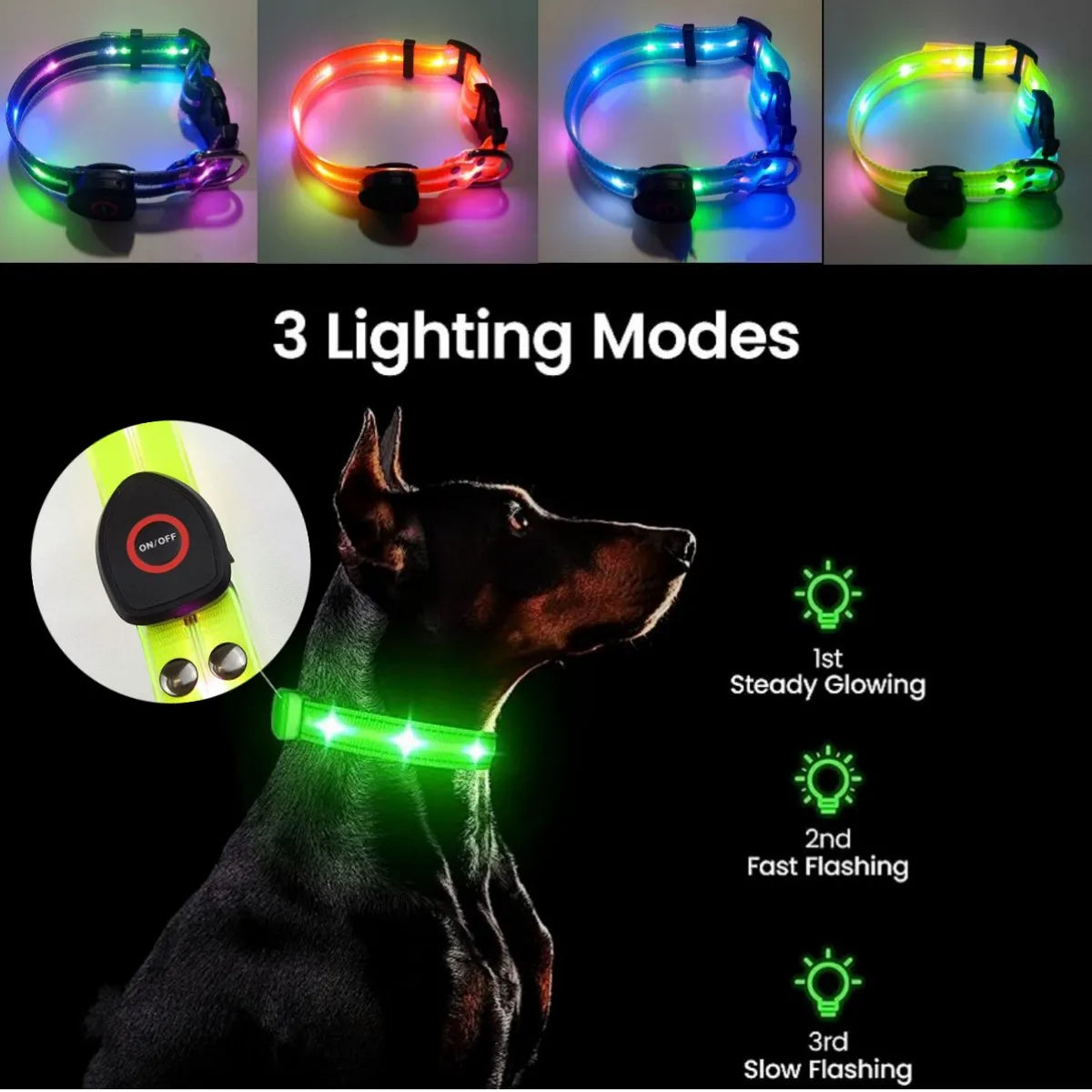 Rechargeable PVC LED dog collar product image 2