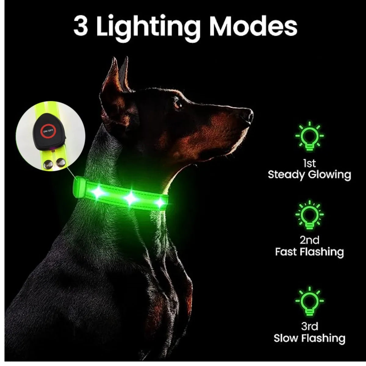 Rechargeable PVC LED dog collar product image 8