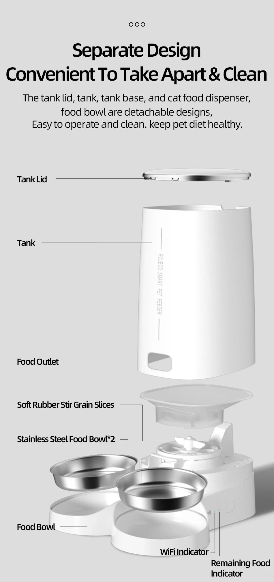 ROJECO WiFi automatic pet feeder product image 16