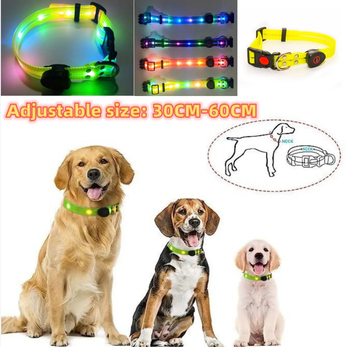Rechargeable PVC LED dog collar product image 6