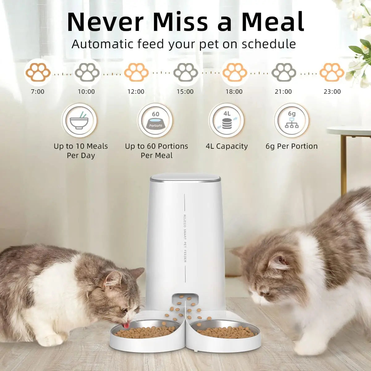 ROJECO WiFi automatic pet feeder product image 2