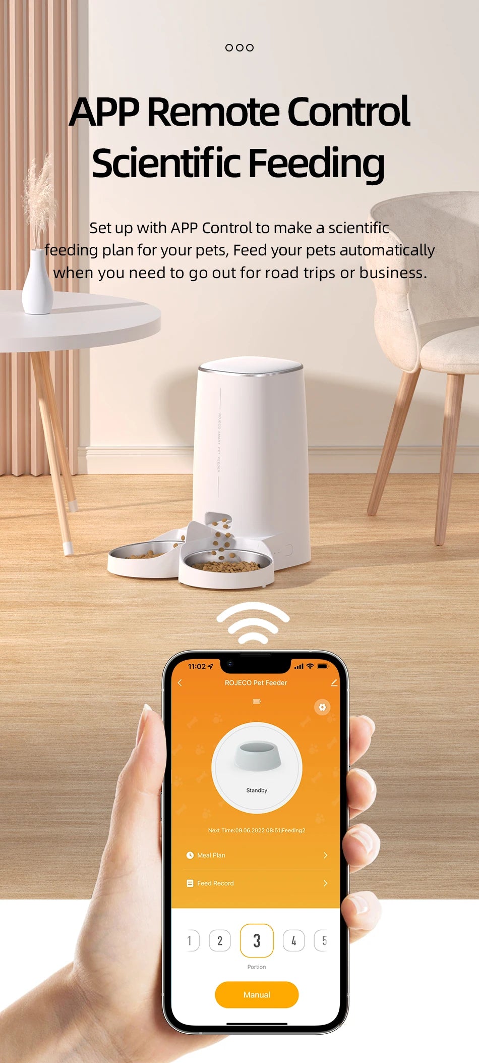 ROJECO WiFi automatic pet feeder product image 9