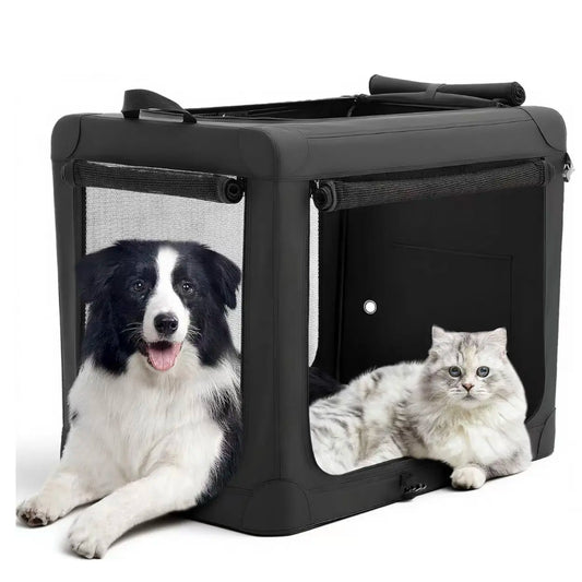 Ultimate Portable Soft Dog Crate - Foldable Pet Carrier for Large Dogs & Cats, Washable Pad & Carry Bag Included, 4 Sizes with 3-Sided Mesh for Indoor/Outdoor Travel & Camping